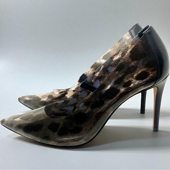 Vince Camuto Anessta Semi-Clear Leopard Print Pointed Toe Pump Heels size 6.5 - Picture 4 of 9